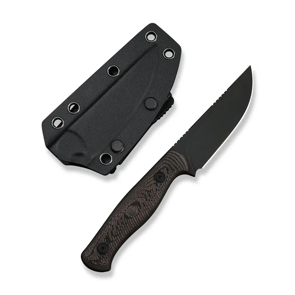 Ніж фіксований туристичний Weknife Notchline, (8.7 см) CPM S35VN /Carbon Fiber мідний з чохлом - фото 5