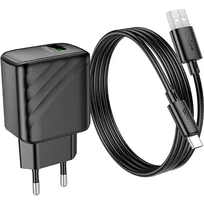 Зарядний пристрій HOCO CS21A Rich USB QC 3.0 + кабель USB-A — USB-C чорний (6942007609906) - фото 2