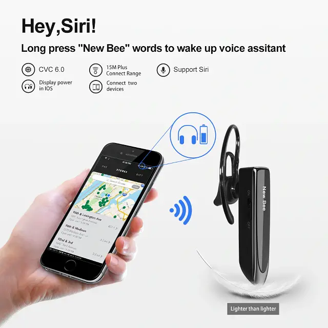 Bluetooth гарнітура New Bee LC-B41 Black - фото 5