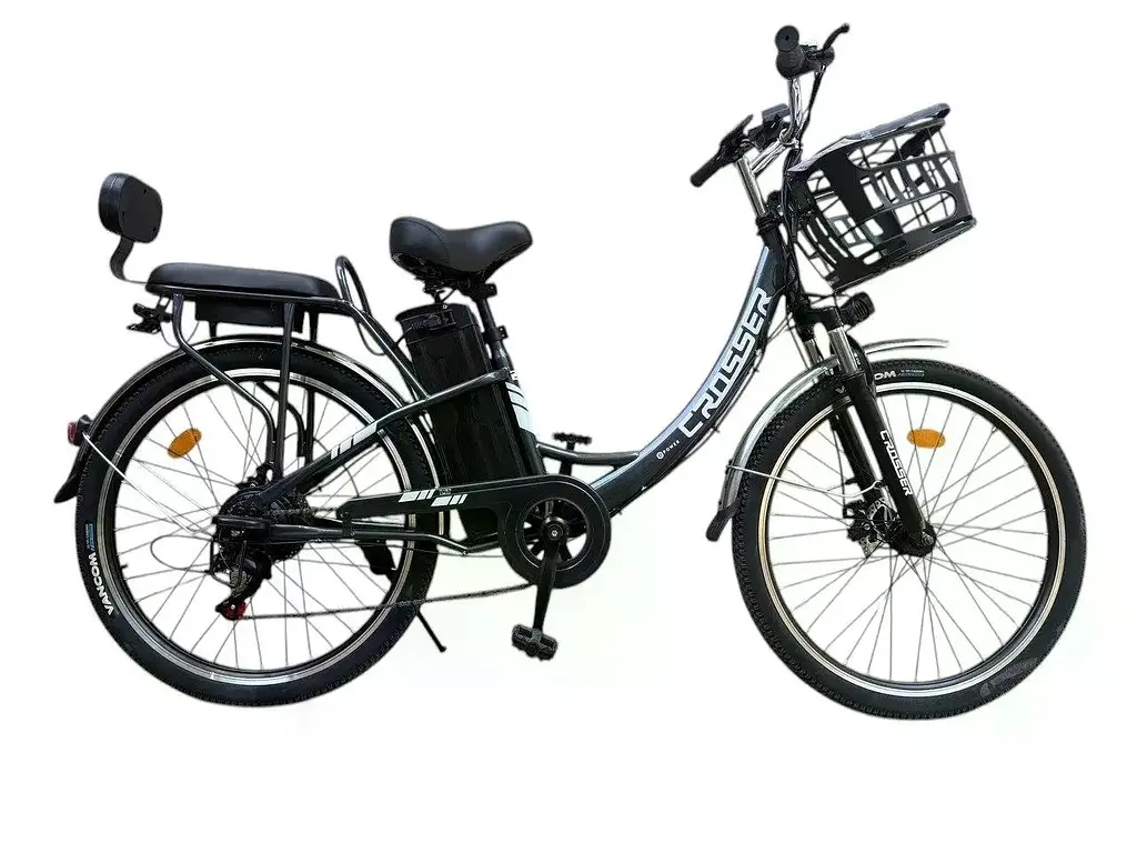 Електровелосипед Crosser E-LIT 26 дюймів (500W/48V/20Ah) з кошиком Чорний - фото 2