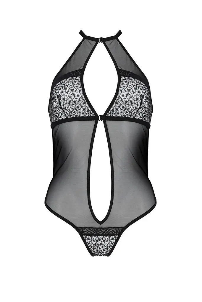Сетчатое боди с кружевом на груди Passion Satara Body S/M black - фото 3