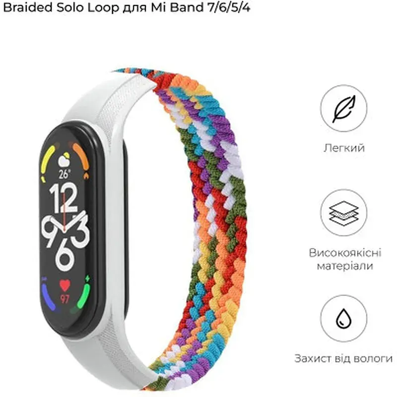 Ремінець до фітнес браслета Armorstandart Braided Solo Loop для Xiaomi Mi Band 7/6/5/4 Pride Edition size M (ARM64940) - фото 2