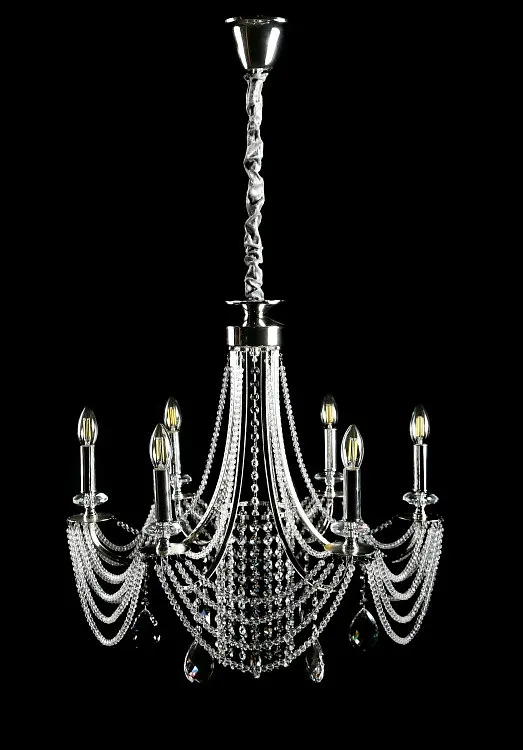 Сучасна підвісна кришталева люстра Splendid Ray L6008/6 (SILVER) - хром, 6xE14, діаметр 65 см, від 12 до 18 м2 - фото 3