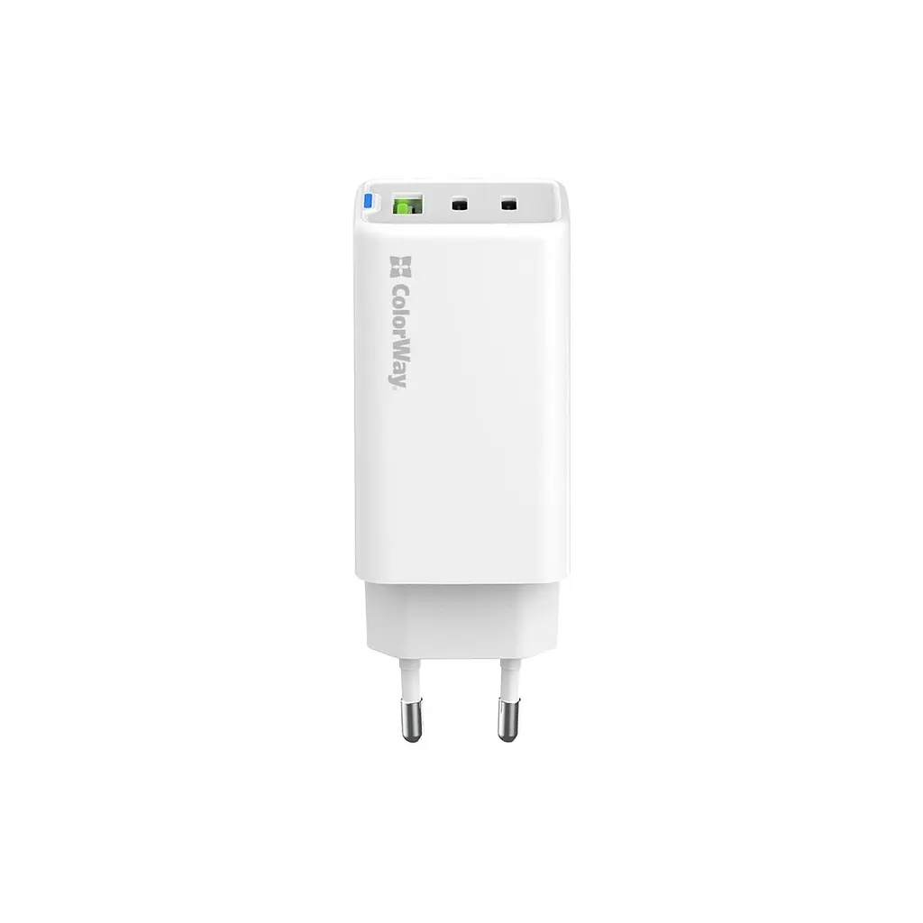 Зарядний пристрій ColorWay GaN Mini 65W PD Port PPS USB (USB-2C1A) white (CW-CHS058PD-WT) - фото 3