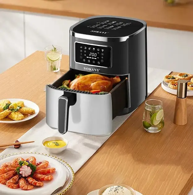Аерофритюрниця Sokany SK 10052 1700 W Аерогриль безмасляна мультипіч для приготування без олії 7 л з сенсорним керуванням - фото 4
