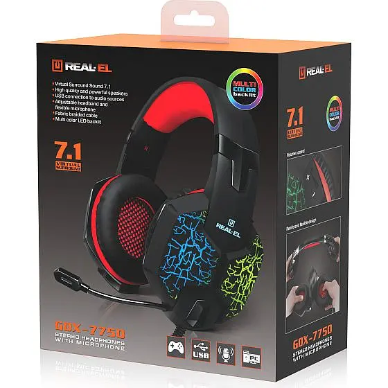 Ігрові навушники REAL-EL GDX-7750 Black/Red (EL124100048) [112564] - фото 12