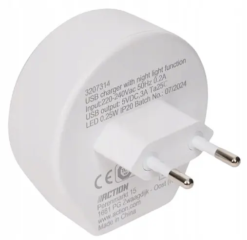 Зарядний пристрій USB-C з нічником та датчиком світла 15W Білий - фото 4