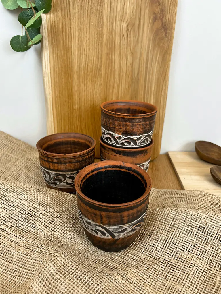 Склянка керамічна (глиняна) різьблена №7 400 мл - фото 4