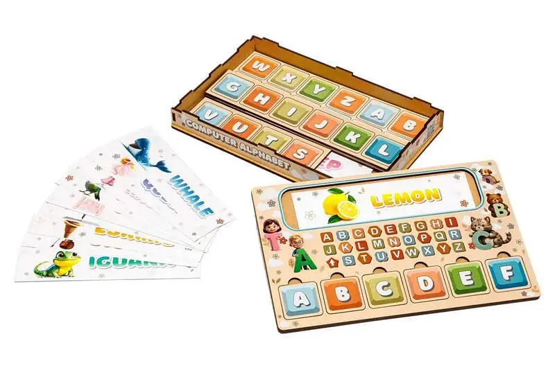 Учебный электронный компьютер PuzzleOk английский алфавит со звуком и светом для детей 4+ (Puz-73914) - фото 4