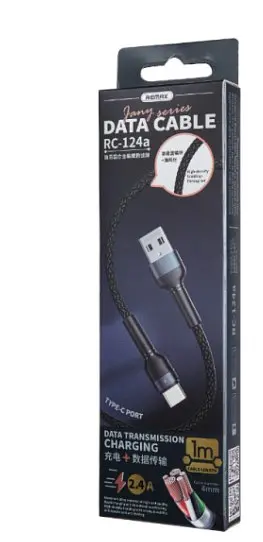Кабель Remax RC-124a 2.4 A Type-C Cable Black - фото 2