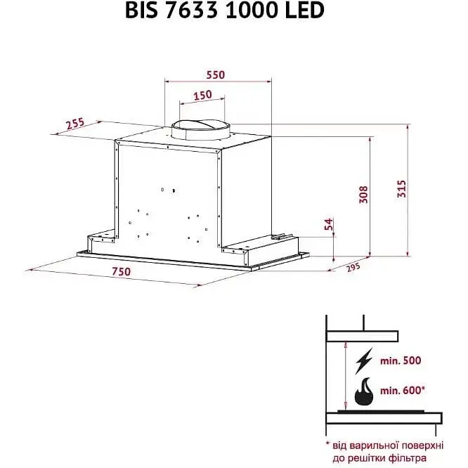 Витяжка Perfelli BIS 7633 I 1000 LED - фото 11