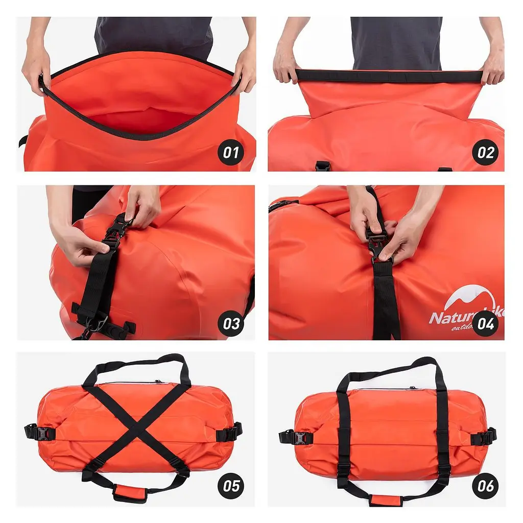 Сумка-баул водонепроникна Naturehike NH20FSB03, 120 л, червона - фото 3