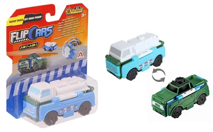 Машинка-трансформер Flip Cars Водовіз і Позашляховий пікап, 2 в 1, 8 см (EU463875-13) - фото 3