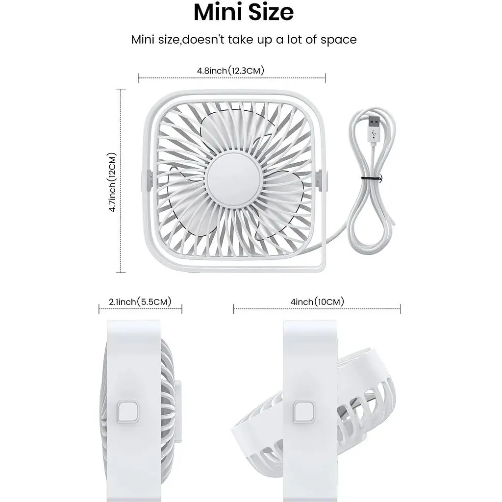 Портативный мини-вентилятор Topk K50 USB charging 360° rotating White - фото 3
