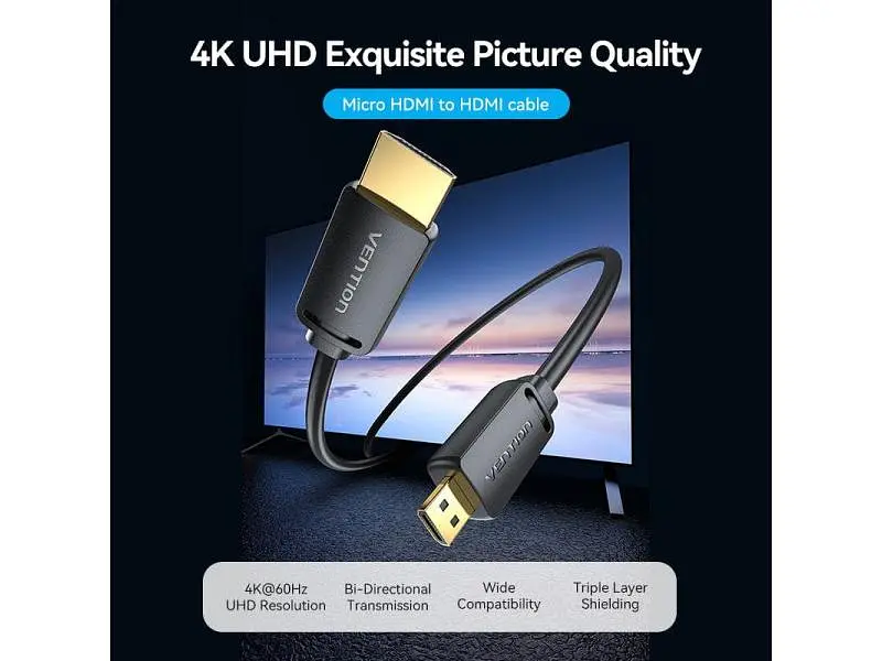 Кабель Vention HDMI to micro HDMI 1m Black (AGIBF) - фото 4