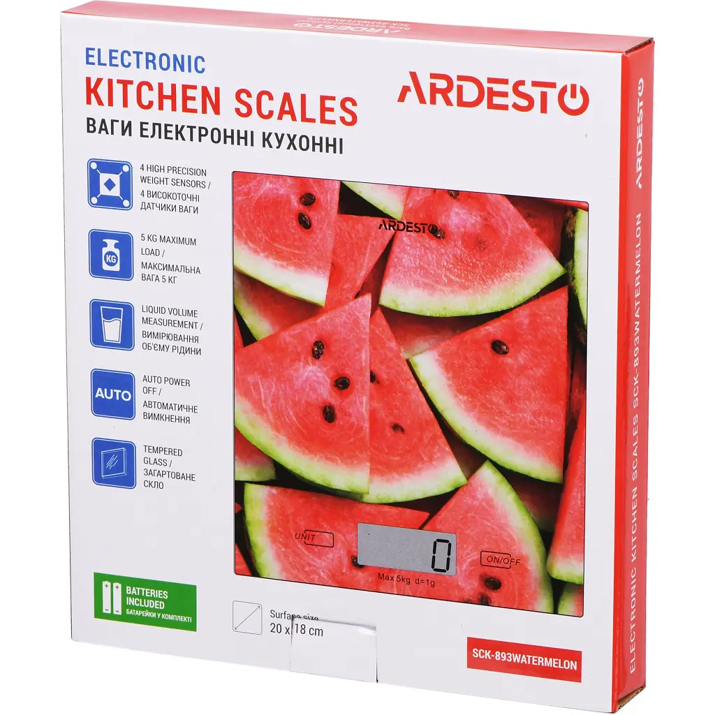 Ваги кухонні Ardesto SCK-893WATERMELON - фото 5