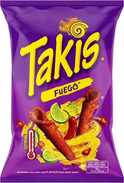 Чипси Takis Fuego зі смаком чилі та лайму 100 г (0.1 кг) (8412600049600)