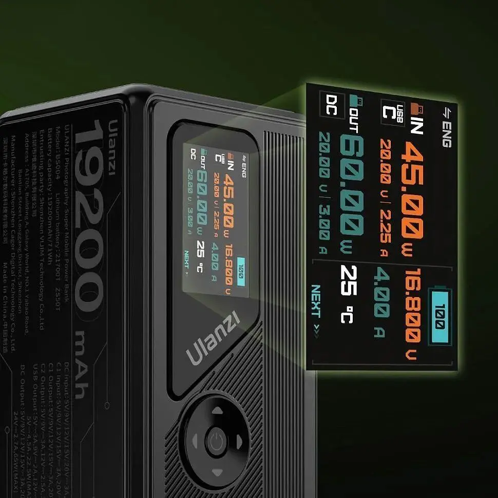 Зовнішній акумулятор Ulanzi BS004 19200mAh 100W Black [154295] - фото 8