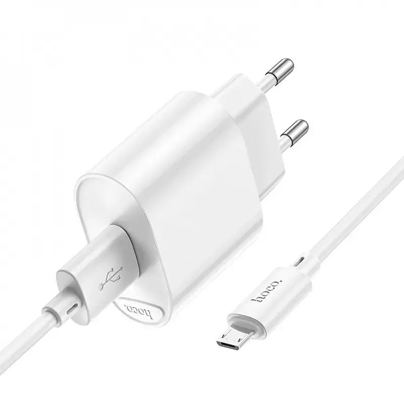 МЗП Hoco C109A Fighter QC3.0 18W (1USB-A) + кабель USB to MicroUSB White - фото 3