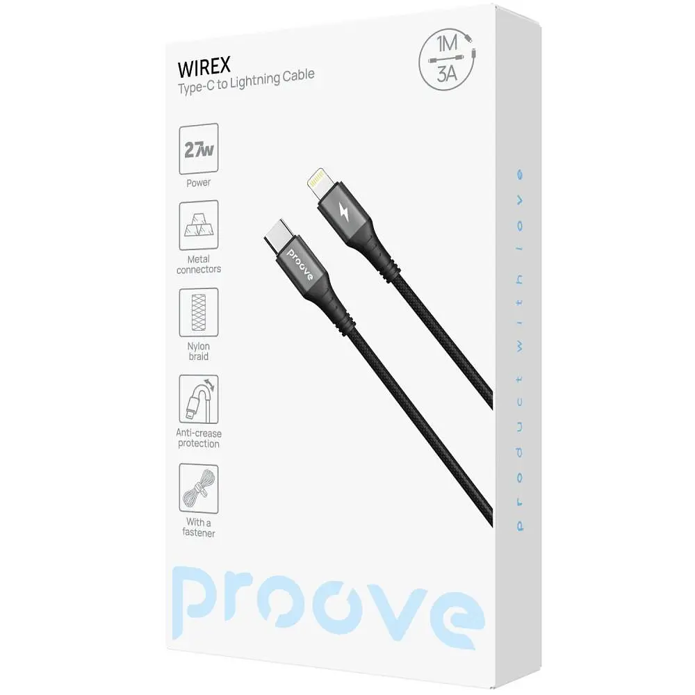Кабель Proove WireX Type-C to Lightning 27W (1m) black (CCWX27002101) - фото 2