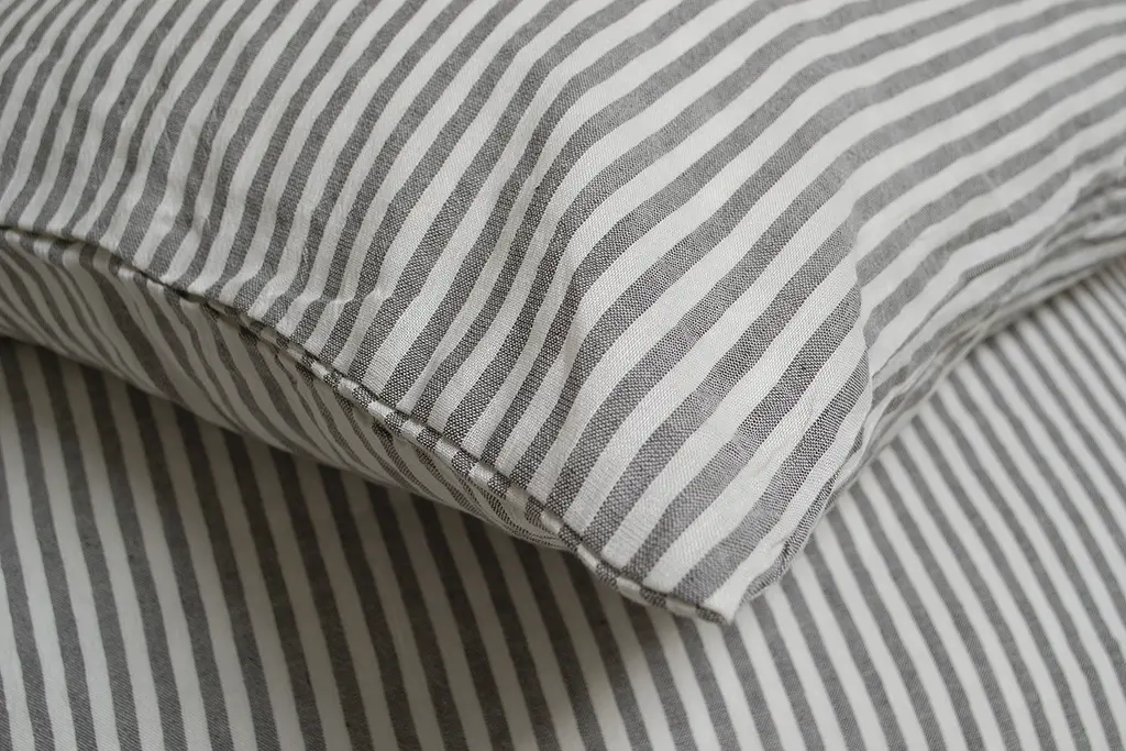 Постельное белье со льна Lotus Home - Karlin stripe linen антрацит евро - фото 5