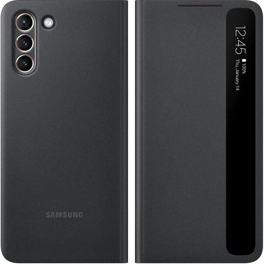 Оригинальный чехол-книжка Samsung для Galaxy S21 Black S-View Clear View Cover Smart EF-ZG991CBEGRU - фото 2