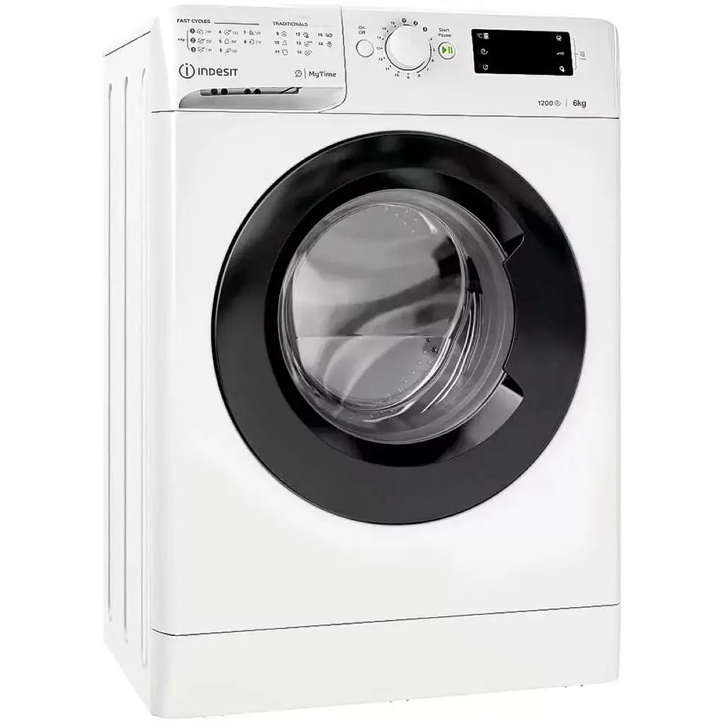 Стиральная машина Indesit фронтальная, 6 кг, 1200, A+++, 43 см, дисплей, инвертор, люк черный, белый - фото 2