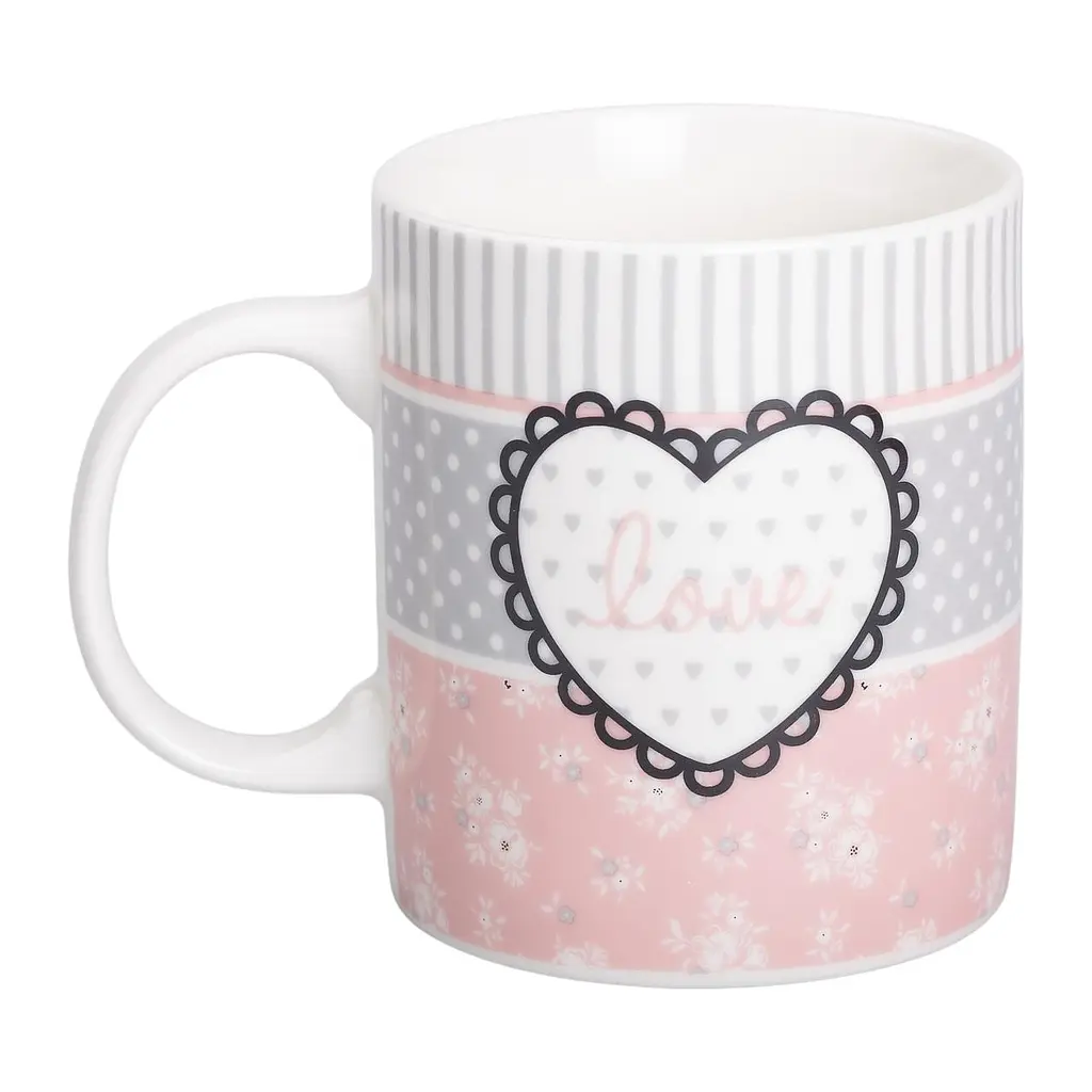 Чашка порцелянова Love 400 мл, рожевий з білим Liling Rongxiang Ceramic RX-N240143PKV - фото 6