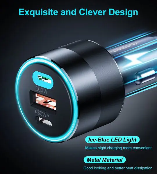 Автомобільний зарядний пристрій Choetech С0054 2xUSB-C+USB-A, 130 Вт, 5A, QC3.0/PD/PPS - фото 2