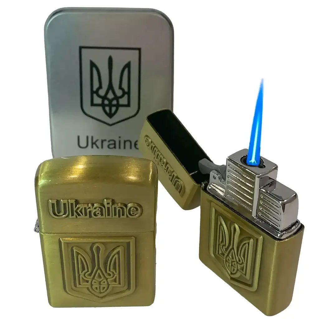 Запальничка в подарунковій коробці Україна (Гостре полум`я) UA-24 Bronze - фото 2