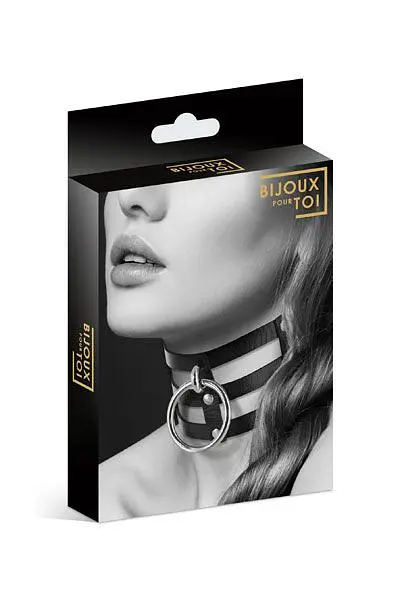 Потрійний чокер з кільцем для повідця Bijoux Pour Toi Fetish - фото 3