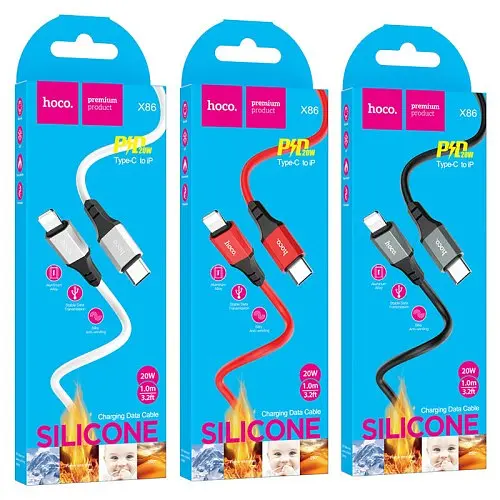 PD Кабель HOCO X86 iP Spear PD silicone charging data cable 1м чорний - фото 2