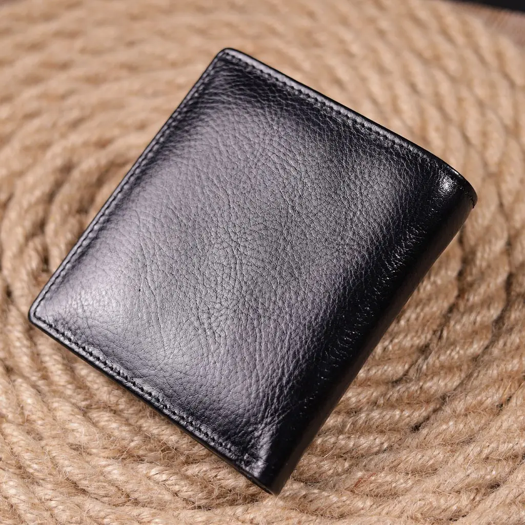 Компактний гаманець для грошей із натуральної гладкої шкіри ST Leather 19418 чорний - фото 8