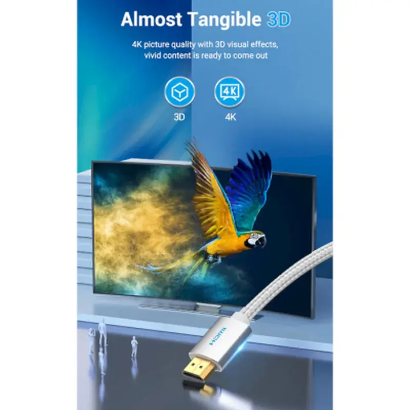 Кабель мультимедійний HDMI M to HDMI M 10.0m V2.0 4K60Hz silver Vention (AABIL) - фото 2
