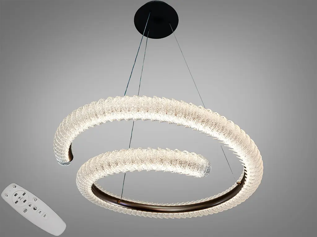 Стильна підвісна LED люстра Diasha MD2509/800CG графіт 132W з пультом до 22 м2 - фото 2