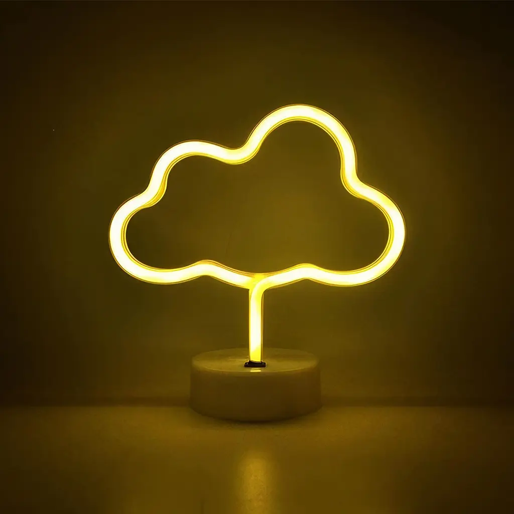Неоновий нічник Хмара, світильник, USB, живлення через PowerBank та батарейки, теплий білий (WLS-QX-NH2396W) - фото 3