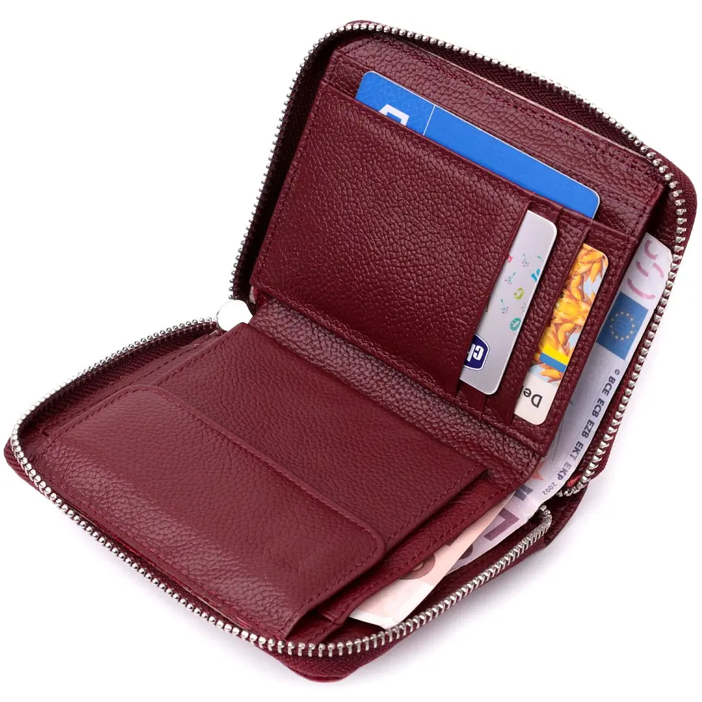 Практичний гаманець для жінок із натуральної шкіри ST Leather 22450 бордовий - фото 6