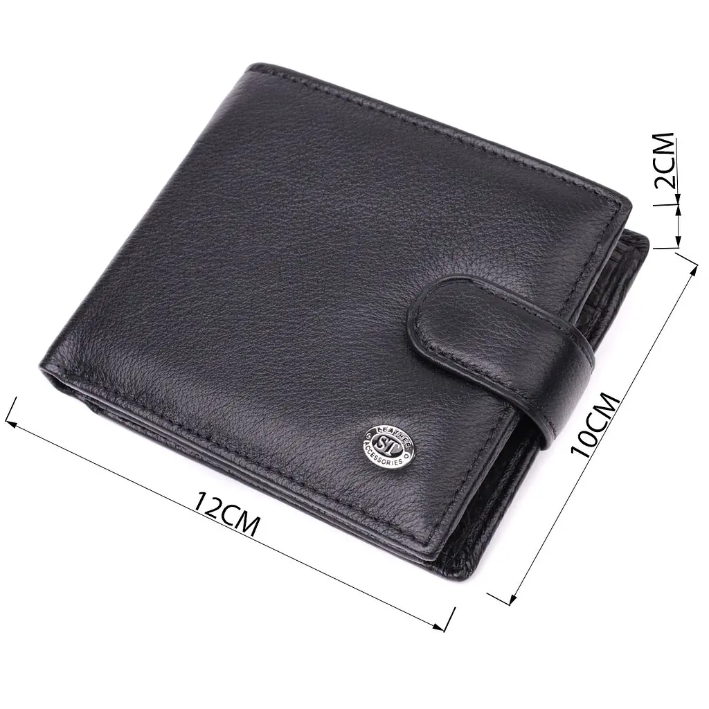 Гаманець чоловічий середнього розміру з натуральної шкіри ST Leather 22473 чорний - фото 8