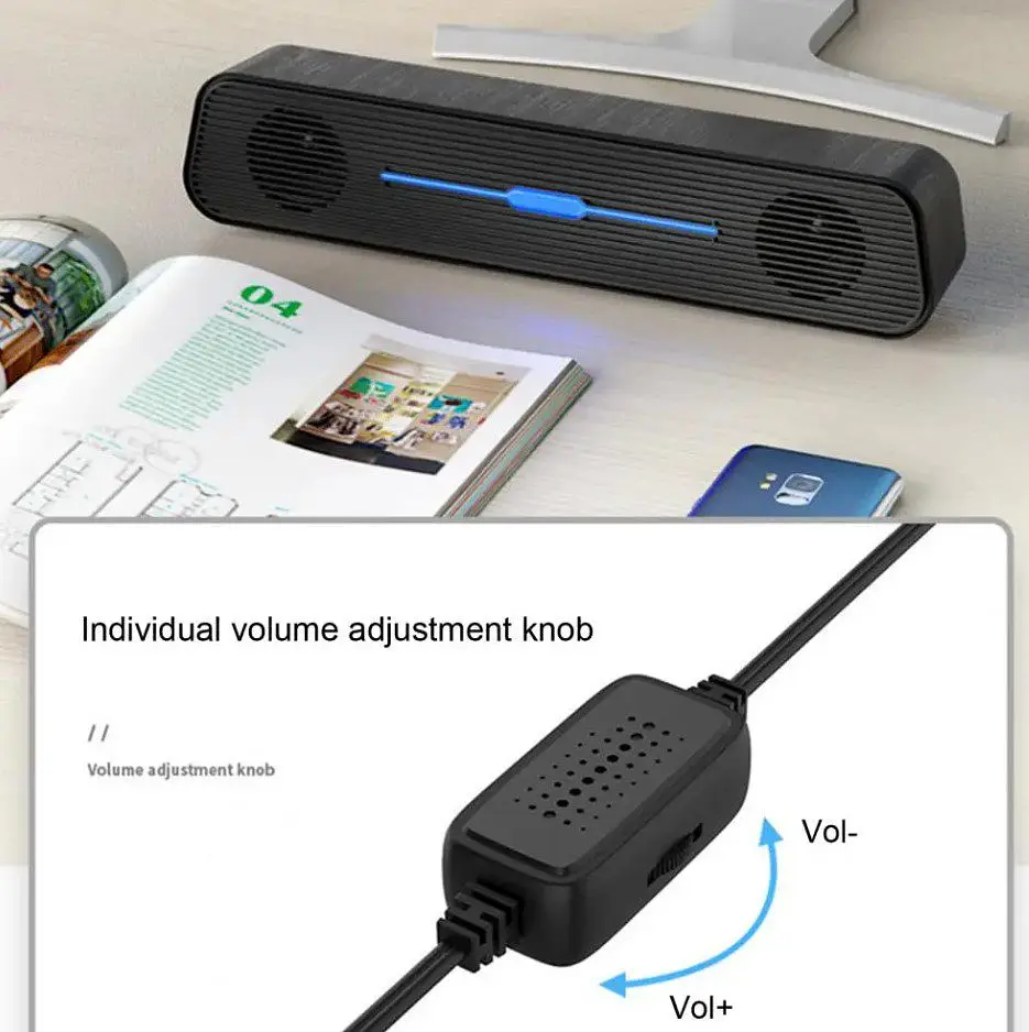 Компьютерная колонка Kisonli i520, 6W, саундбар для ПК и ноутбука - фото 4