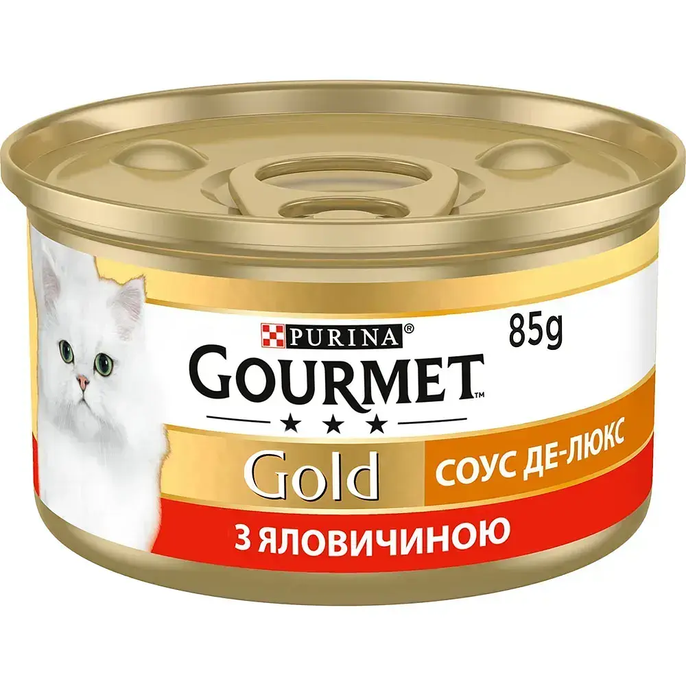 Вологий корм для котів Gourmet Gold Соус Де-люкс з яловичиною 85 г 12530870