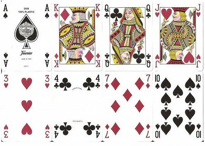 Карты игральные Fournier 2500 100% Plastic Standard Index (red blue) (10016249) - фото 3