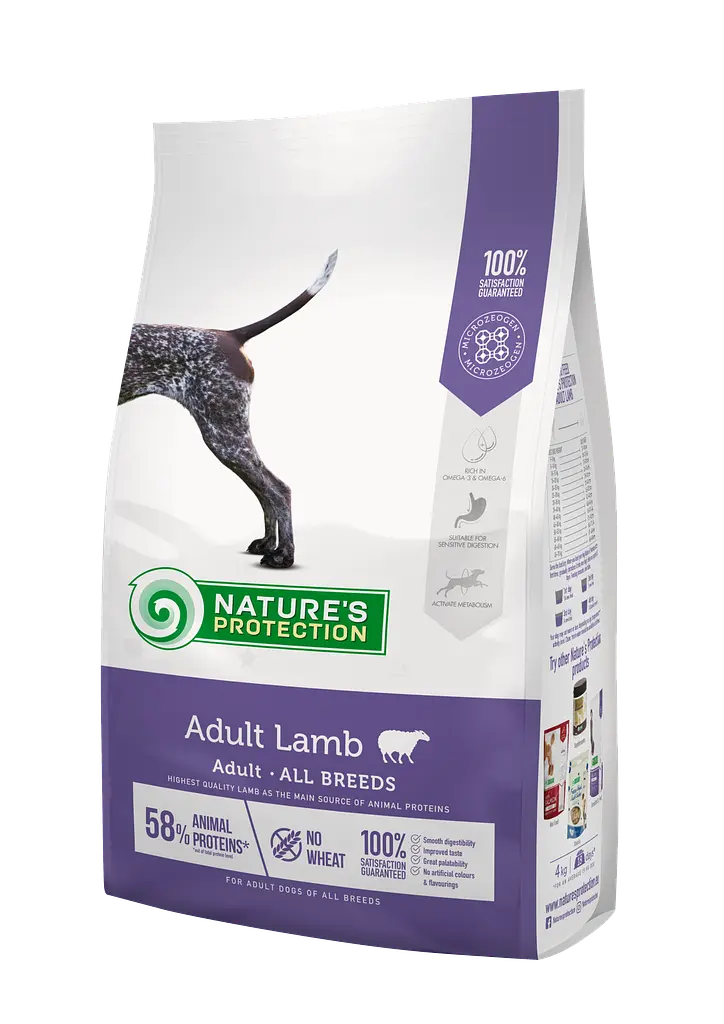Сухий корм для дорослих собак всіх порід з ягнятиною Nature's Protection Adult Lamb All Breeds, 4 кг