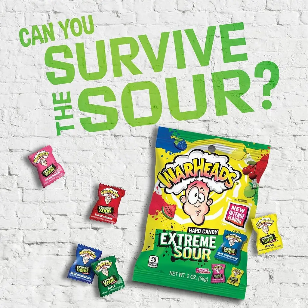 Льодяники Warheads Extreme Sour Hard Candy Assorted Flavors 56г - фото 4