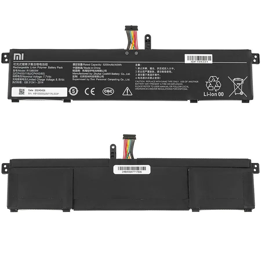 Батарея для ноутбука Xiaomi R13B03W (RedmiBook 13) 7.7V 5200mAh 40Wh Чорний - фото 2