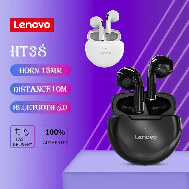 Беспроводные наушники Lenovo HT38 TWS черные - фото 7