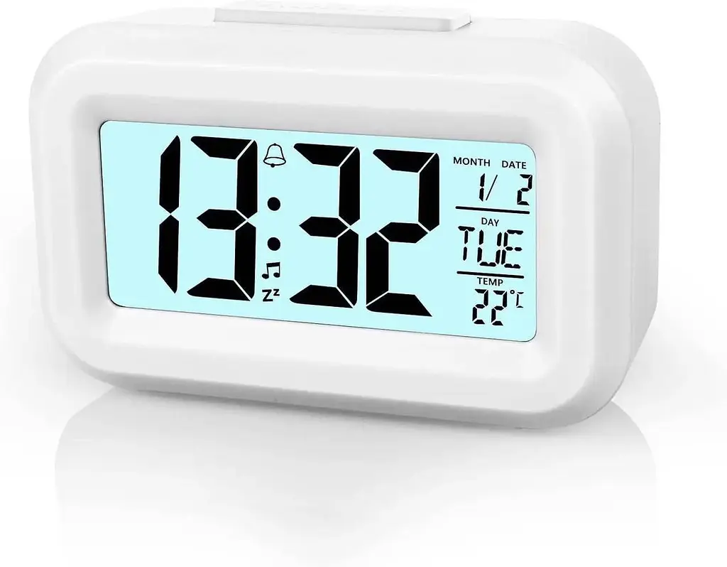 Компактний настільний цифровий годинник будильник Vicloon Digital Alarm Clock білий (SKU-121)