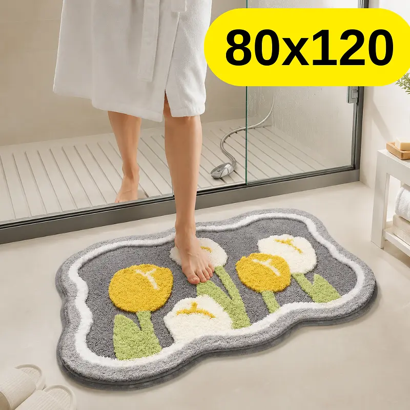 Стильний та практичний килимок для ванної кімнати 80×120 см зі кашеміру — м’який, антиковзкий, вологопоглинаючий KT9000084 - фото 2