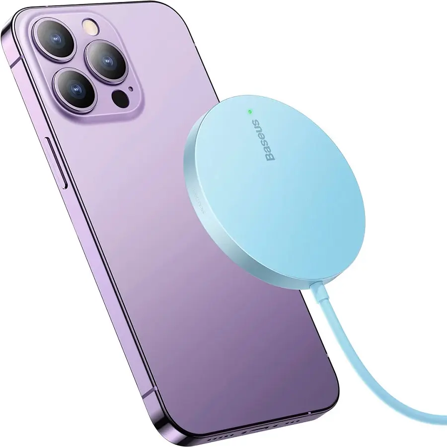 Беспроводное зарядное устройство Baseus Simple Mini3 Magnetic Wireless Charger 15W Blue (CCJJ040303) [90316] - фото 4