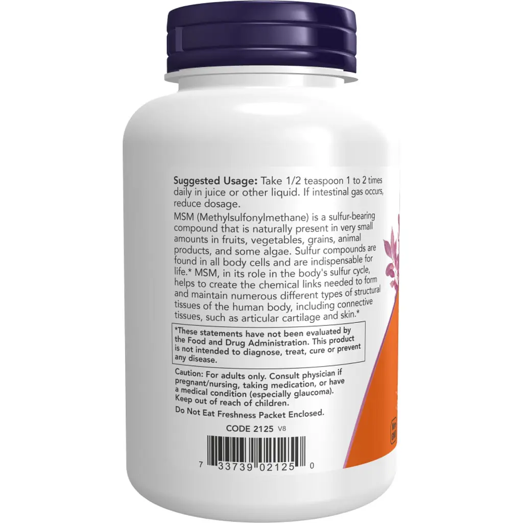 Метилсульфонилметан Now Foods MSM Pure Powder 227 г - фото 3