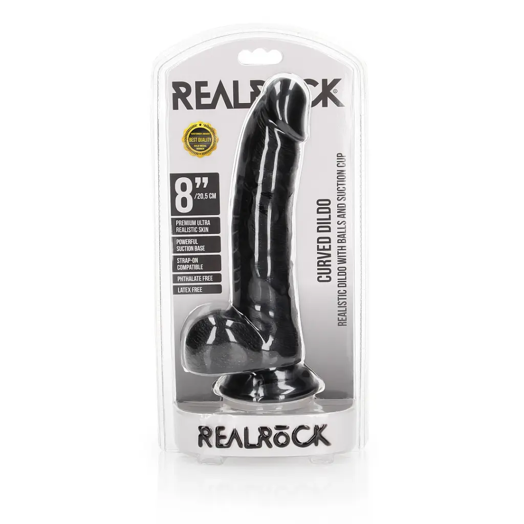 Фалоімітатор RealRock Straight Realistic 8" 23 см (чорний) - фото 9